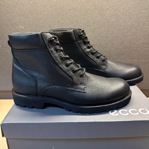 NIB! ECCO 530314 Men's Jamestown High-Cut Black Boot Hydromax EU44/US10-10.5 - Picture 1 of 9